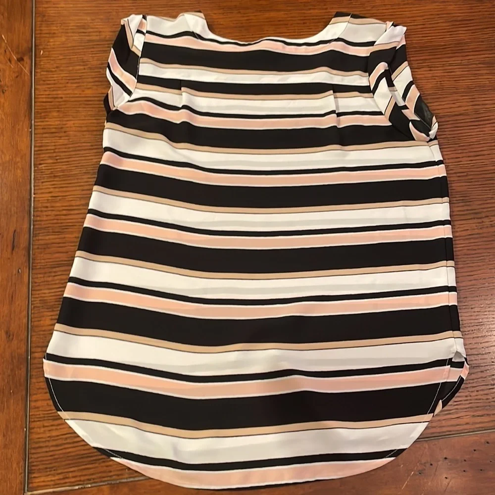 Ann Taylor Factory Women’s sleeveless black/cream/pink/tan striped top Size XS